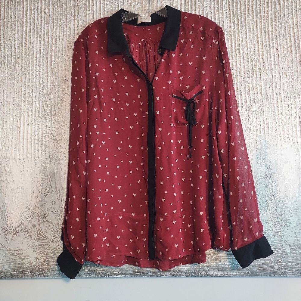 Wrap London Semi-Sheer viscose Heart Blouse Sz-18